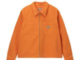 Outerwear | WASHED CANVAS ZIP SHIRT Orange – Stüssy Mens